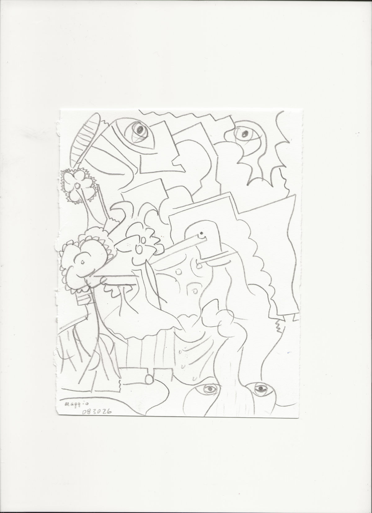 The Garden of Curious Faces | Original Drawing